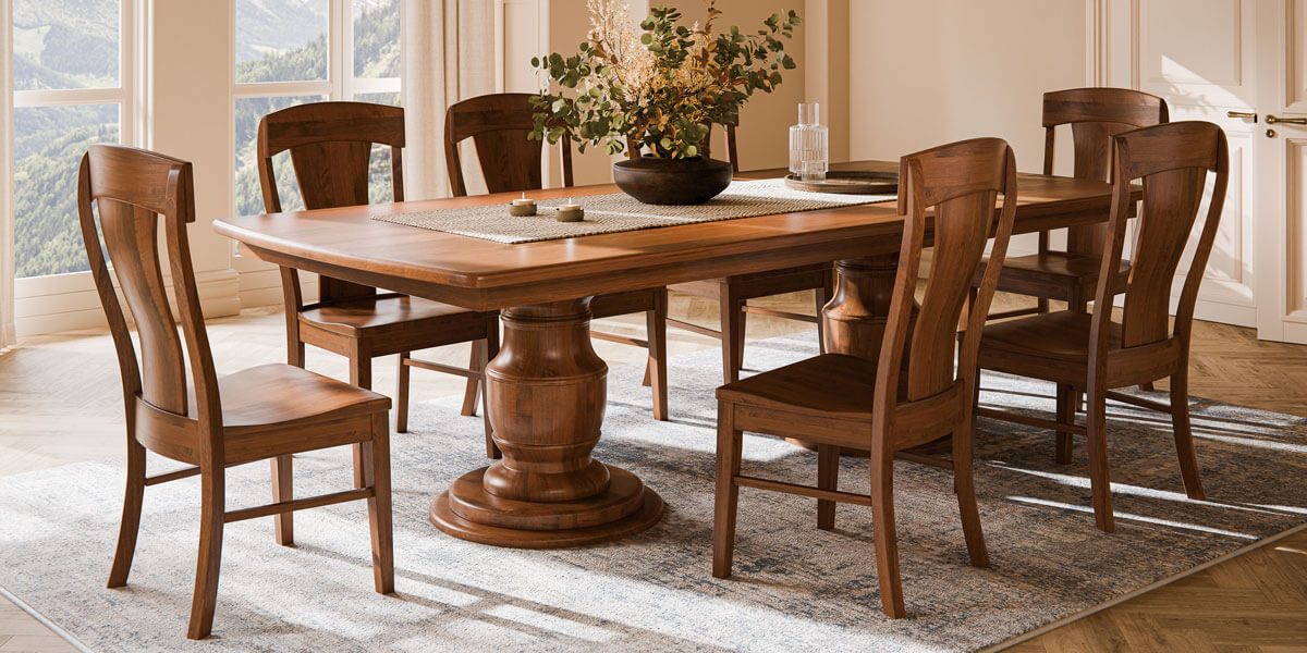 West Point Woodworking Burlington Double Pedestal Table Dining Room Furniture Set