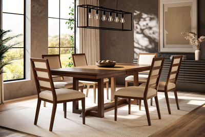 Woodside Woodworks Audrey Trestle Table Dining Room Furniture Set