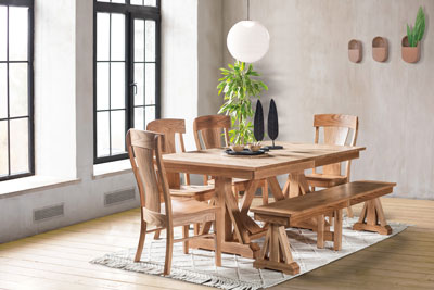 Woodside Woodworks Bailey Trestle Table Dining Room Furniture Set