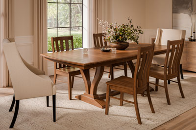 Woodside Woodworks Brooklyn Trestle Table Dining Room Furniture Set