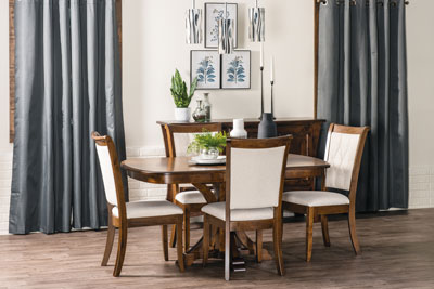 Woodside Woodworks Granite Single Pedestal Table Dining Room Furniture Set