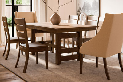 Woodside Woodworks Greenwood Trestle Table Dining Room Furniture Set