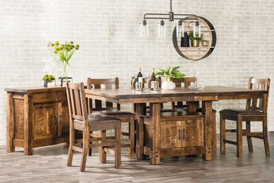 Woodside Woodworks Houston Cabinet Table Dining Room Furniture Set