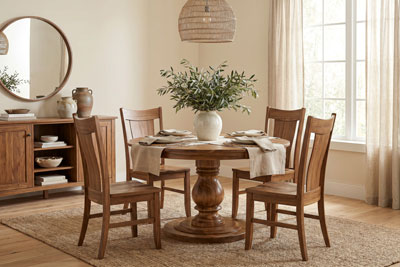 Woodside Woodworks Sedona Pedestal Table Dining Room Furniture Set