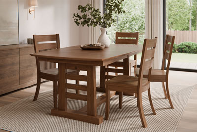 Woodside Woodworks Sunset Hills Trestle Table Dining Room Furniture Set